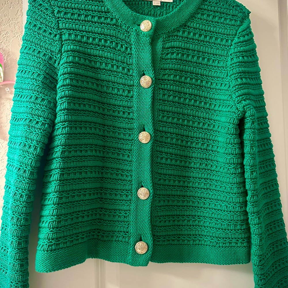 LOFT | Cable Knit Green Cardigan